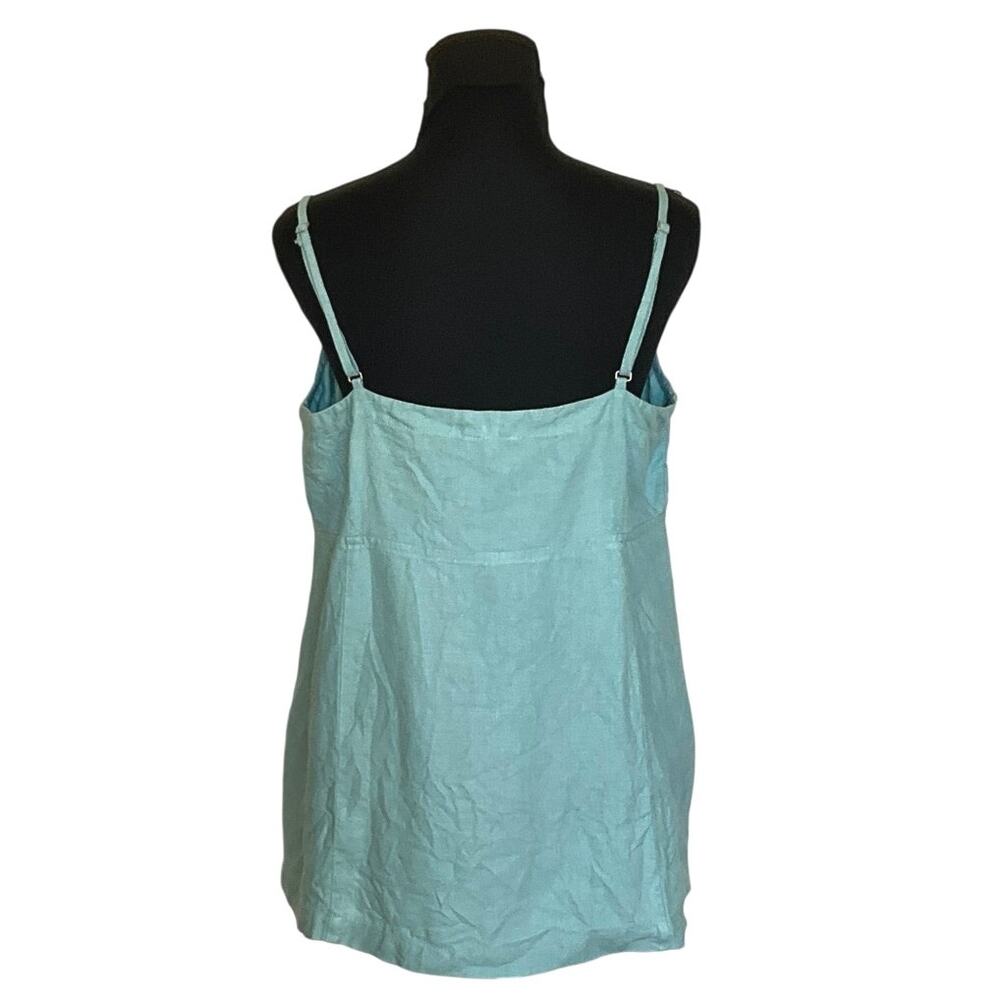 Eileen Fisher Womens Medium 100% Linen Cami Tank Top Aqua Blue Adjustable Straps - Picture 4 of 9